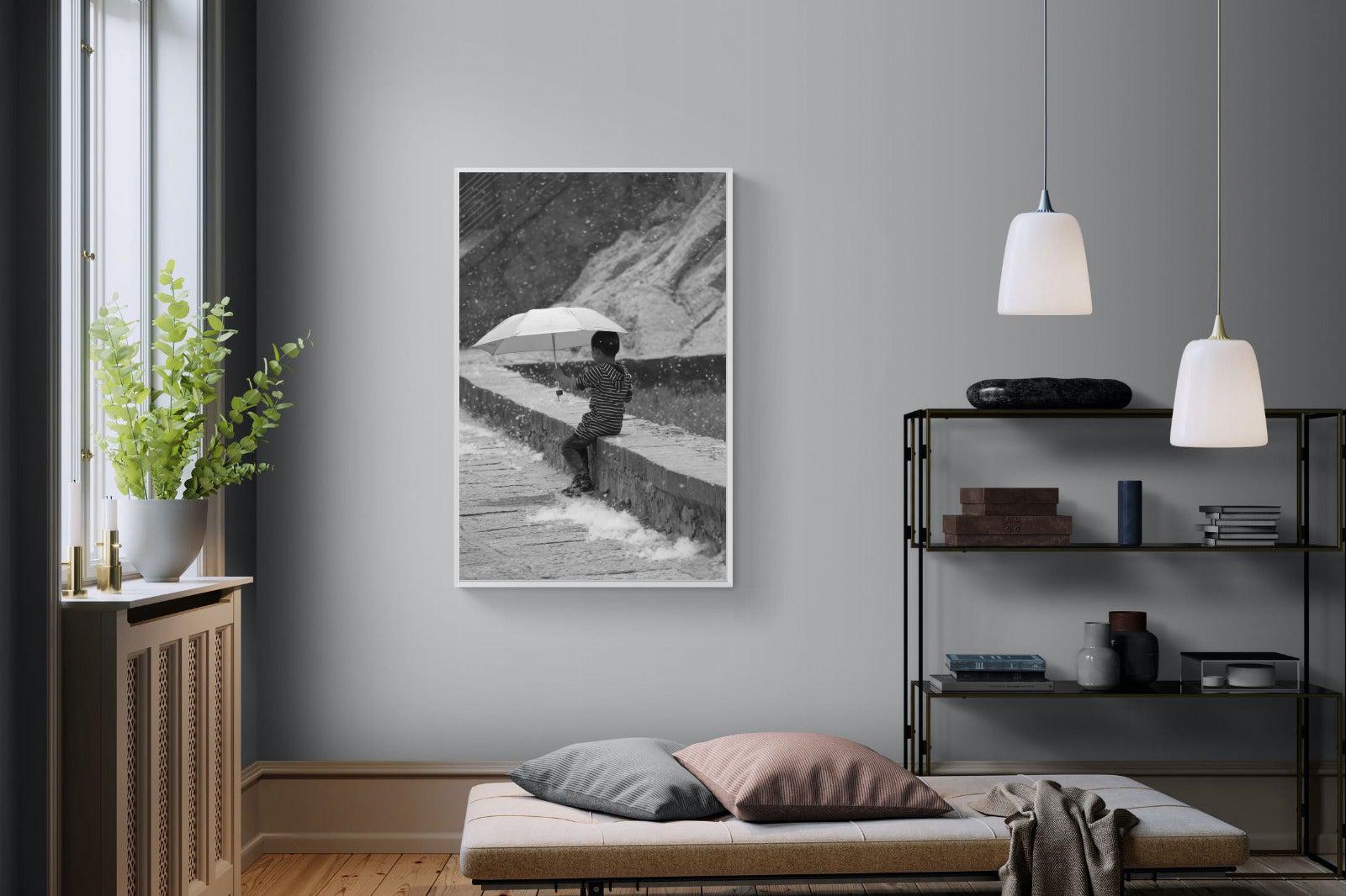 Boy & Brolly-Wall_Art-100 x 150cm-Mounted Canvas-White-Pixalot