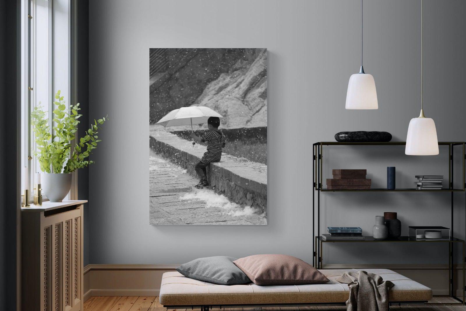Boy & Brolly-Wall_Art-120 x 180cm-Mounted Canvas-No Frame-Pixalot