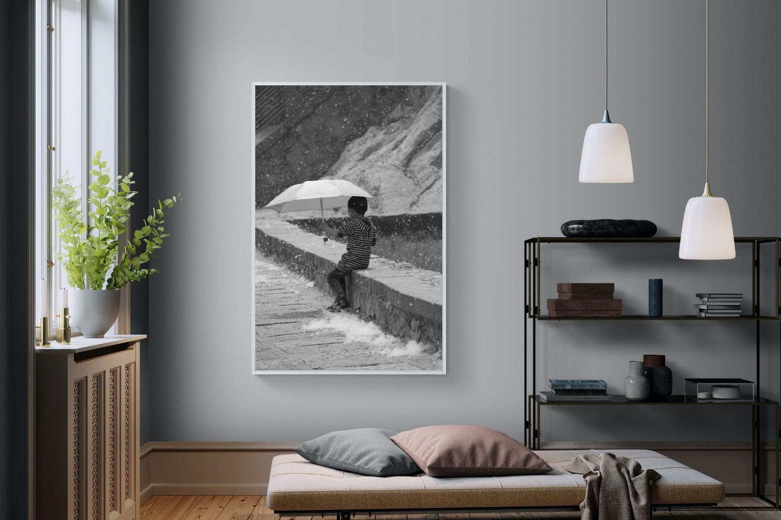 Boy & Brolly-Wall_Art-120 x 180cm-Mounted Canvas-White-Pixalot