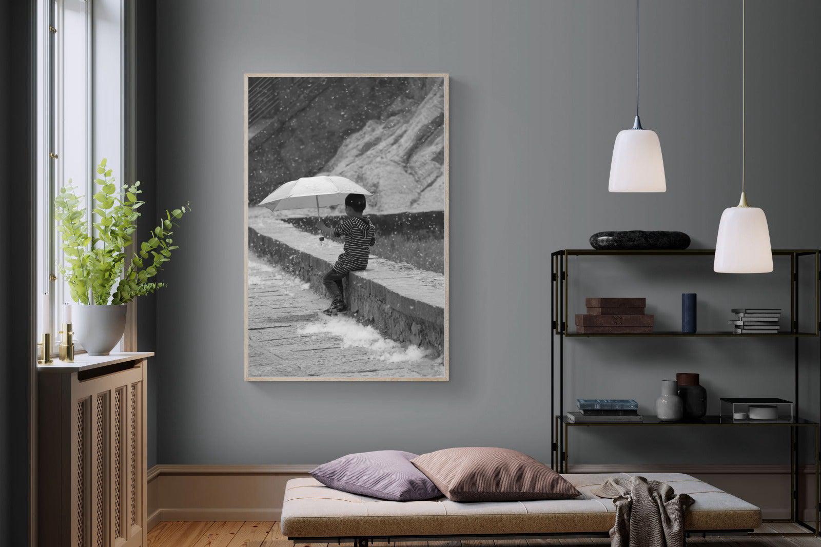 Boy & Brolly-Wall_Art-120 x 180cm-Mounted Canvas-Wood-Pixalot