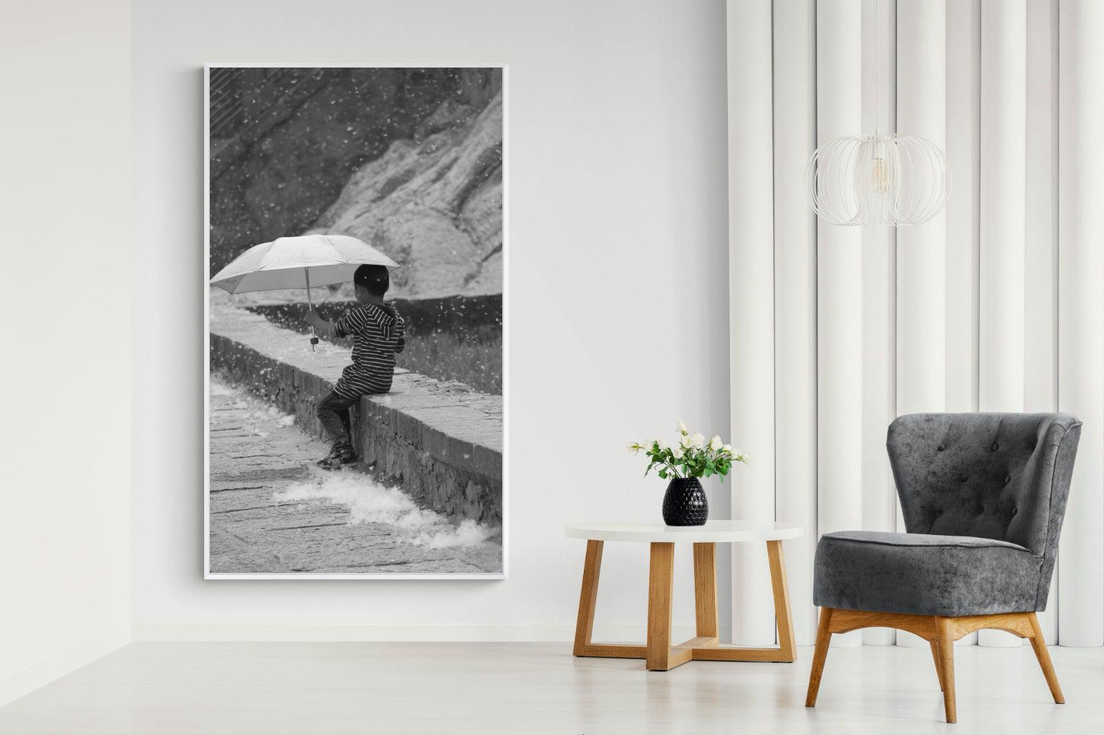 Boy & Brolly-Wall_Art-130 x 220cm-Mounted Canvas-White-Pixalot