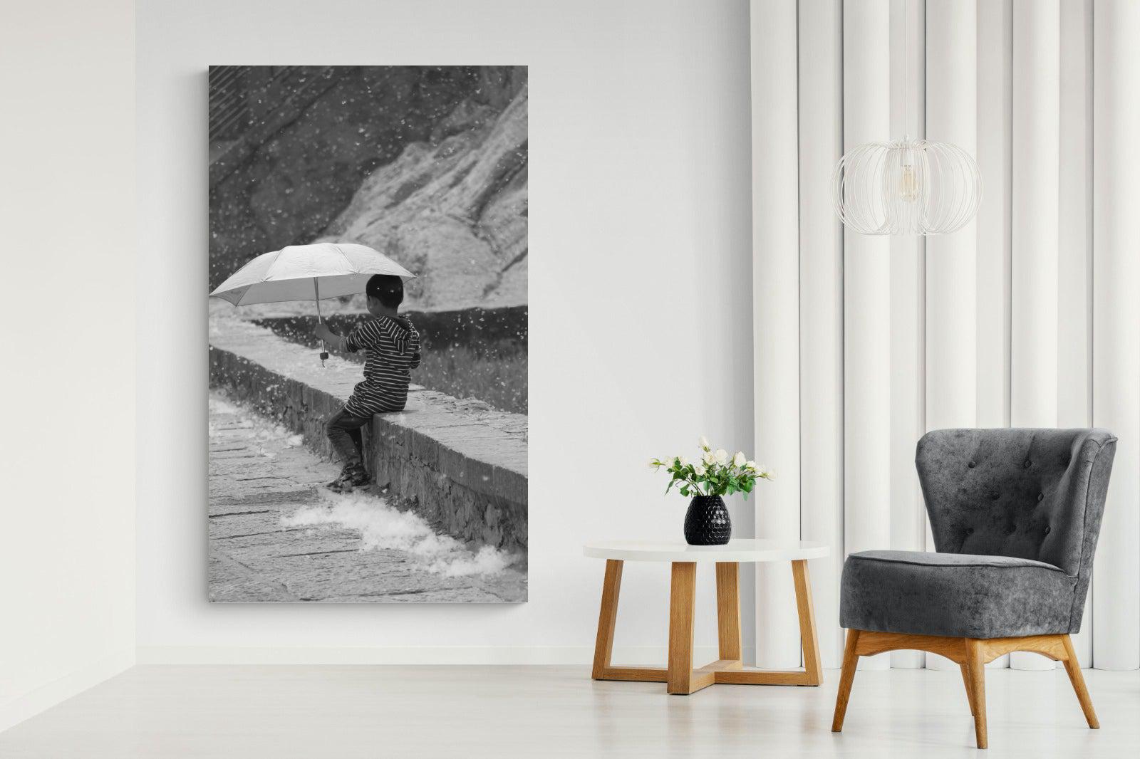 Boy & Brolly-Wall_Art-130 x 220cm-Mounted Canvas-No Frame-Pixalot