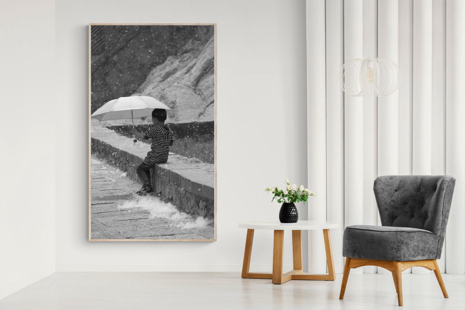 Boy & Brolly-Wall_Art-130 x 220cm-Mounted Canvas-Wood-Pixalot