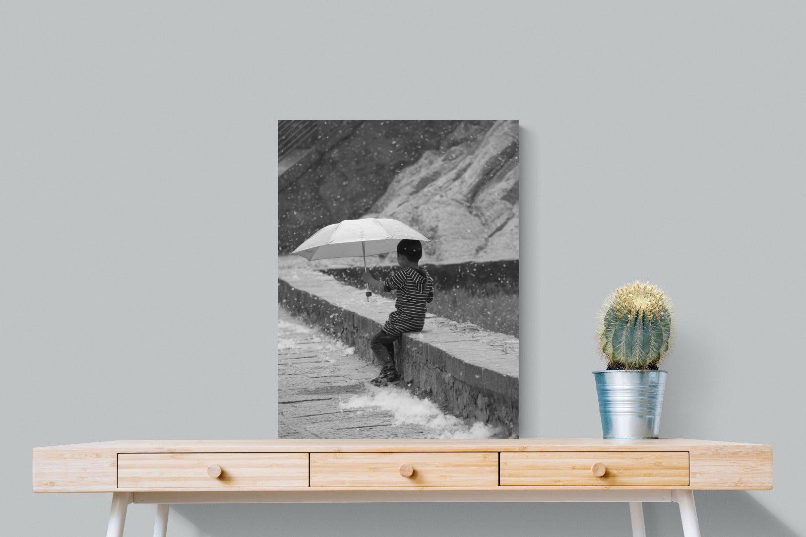 Boy & Brolly-Wall_Art-60 x 80cm-Mounted Canvas-No Frame-Pixalot