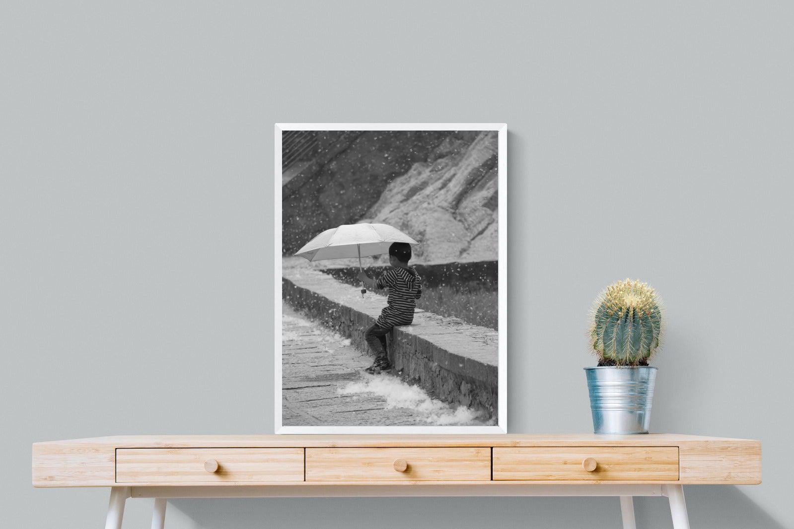 Boy & Brolly-Wall_Art-60 x 80cm-Mounted Canvas-White-Pixalot