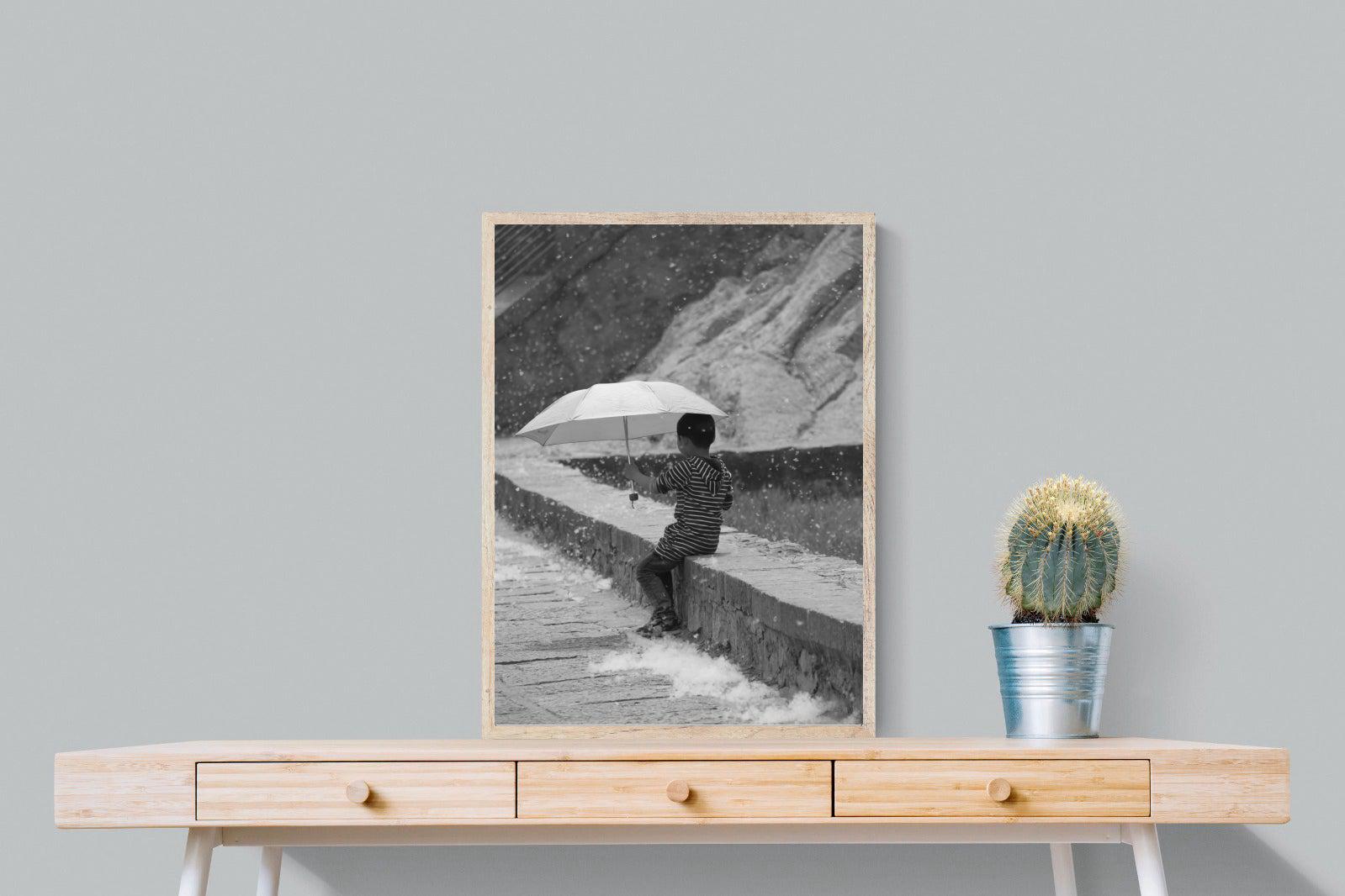 Boy & Brolly-Wall_Art-60 x 80cm-Mounted Canvas-Wood-Pixalot