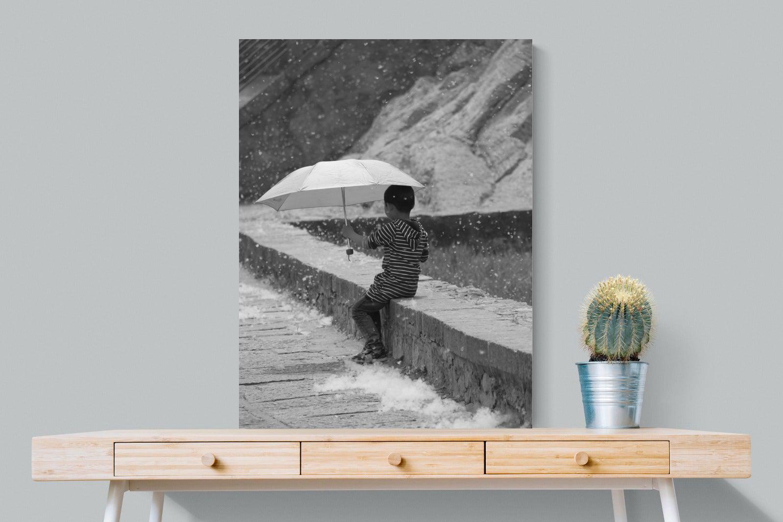 Boy & Brolly-Wall_Art-75 x 100cm-Mounted Canvas-No Frame-Pixalot