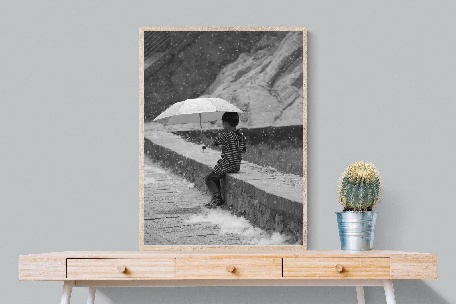 Boy & Brolly-Wall_Art-75 x 100cm-Mounted Canvas-Wood-Pixalot