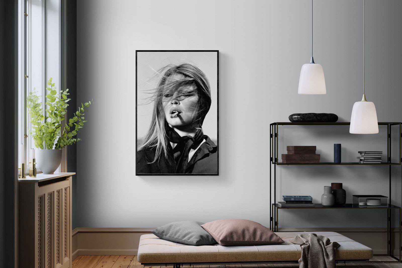 Brigitte Bardot-Wall_Art-100 x 150cm-Mounted Canvas-Black-Pixalot