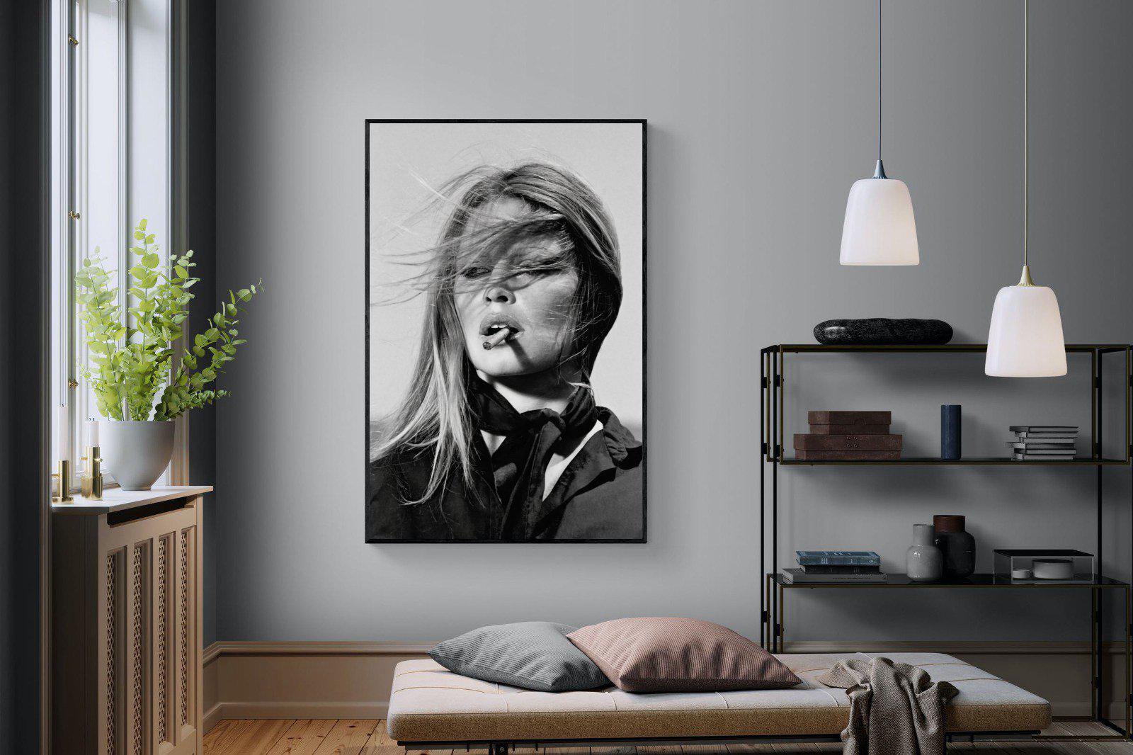 Brigitte Bardot-Wall_Art-120 x 180cm-Mounted Canvas-Black-Pixalot