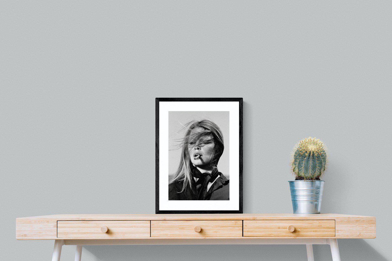 Brigitte Bardot-Wall_Art-45 x 60cm-Framed Print-Black-Pixalot