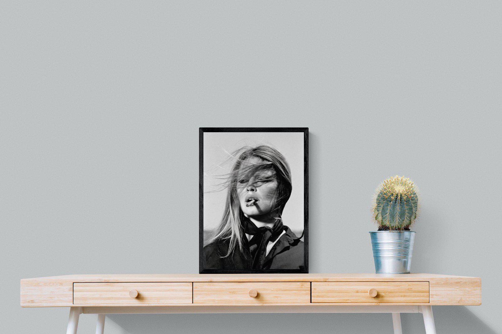 Brigitte Bardot-Wall_Art-45 x 60cm-Mounted Canvas-Black-Pixalot