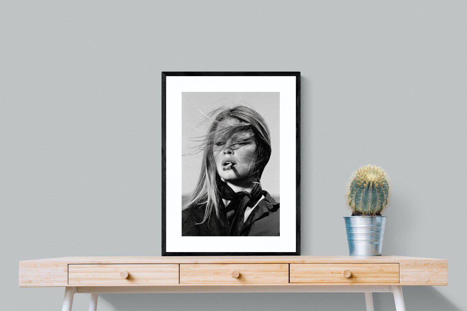 Brigitte Bardot-Wall_Art-60 x 80cm-Framed Print-Black-Pixalot