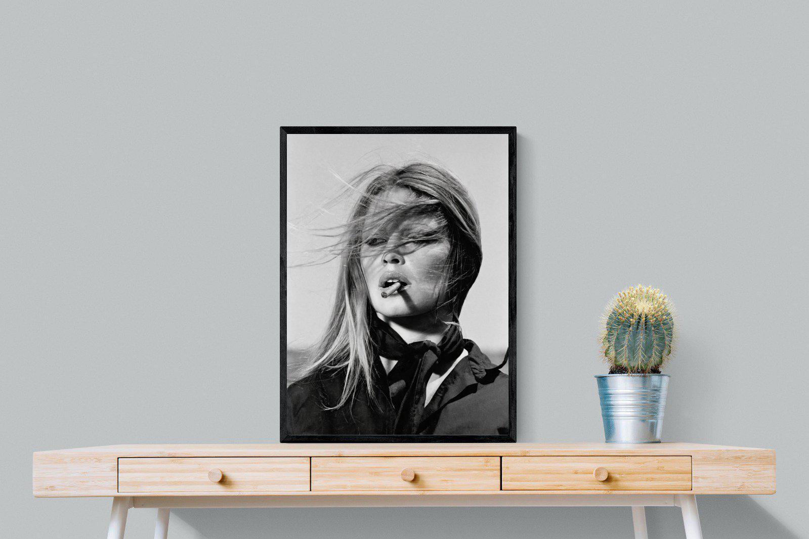 Brigitte Bardot-Wall_Art-60 x 80cm-Mounted Canvas-Black-Pixalot