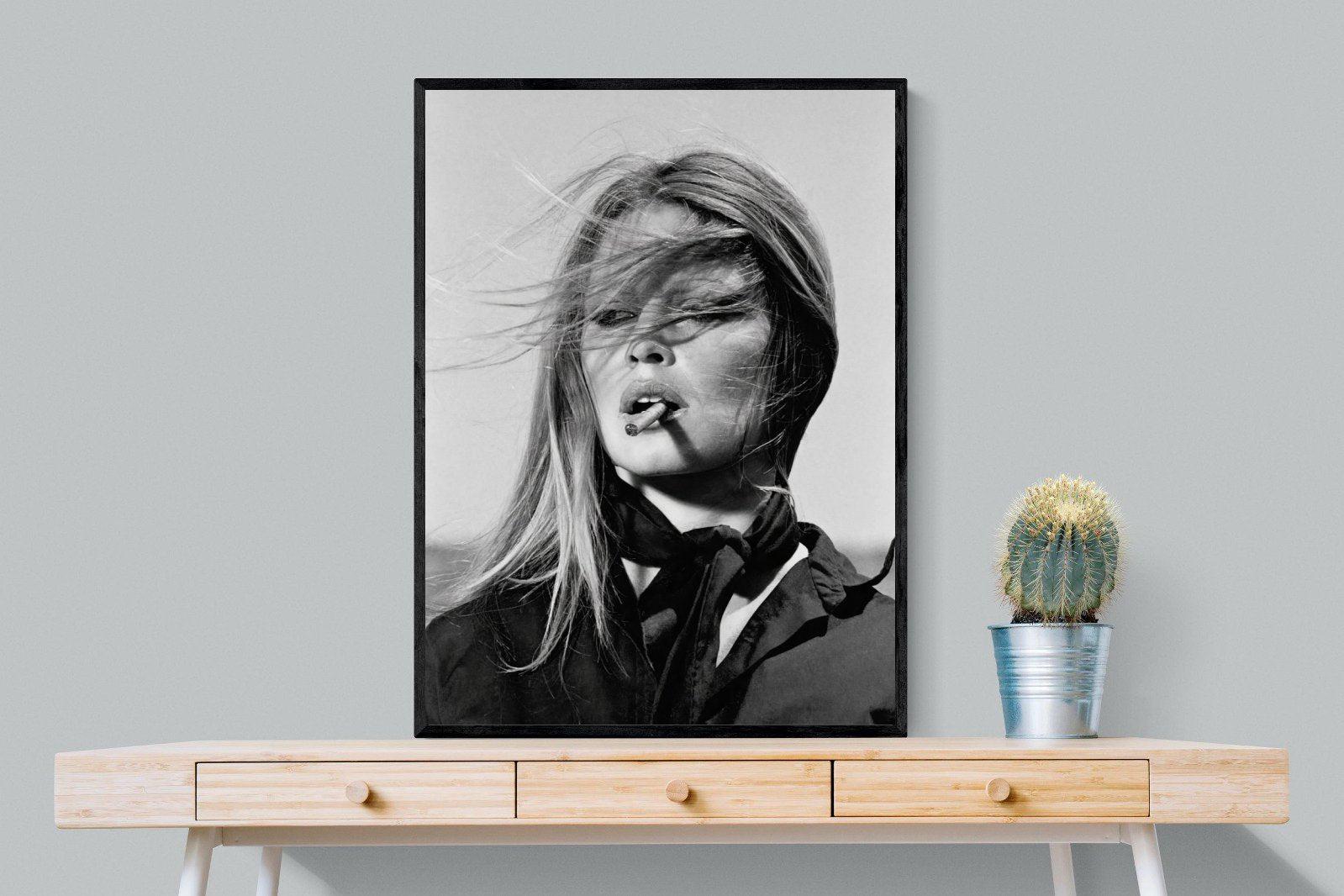Brigitte Bardot-Wall_Art-75 x 100cm-Mounted Canvas-Black-Pixalot