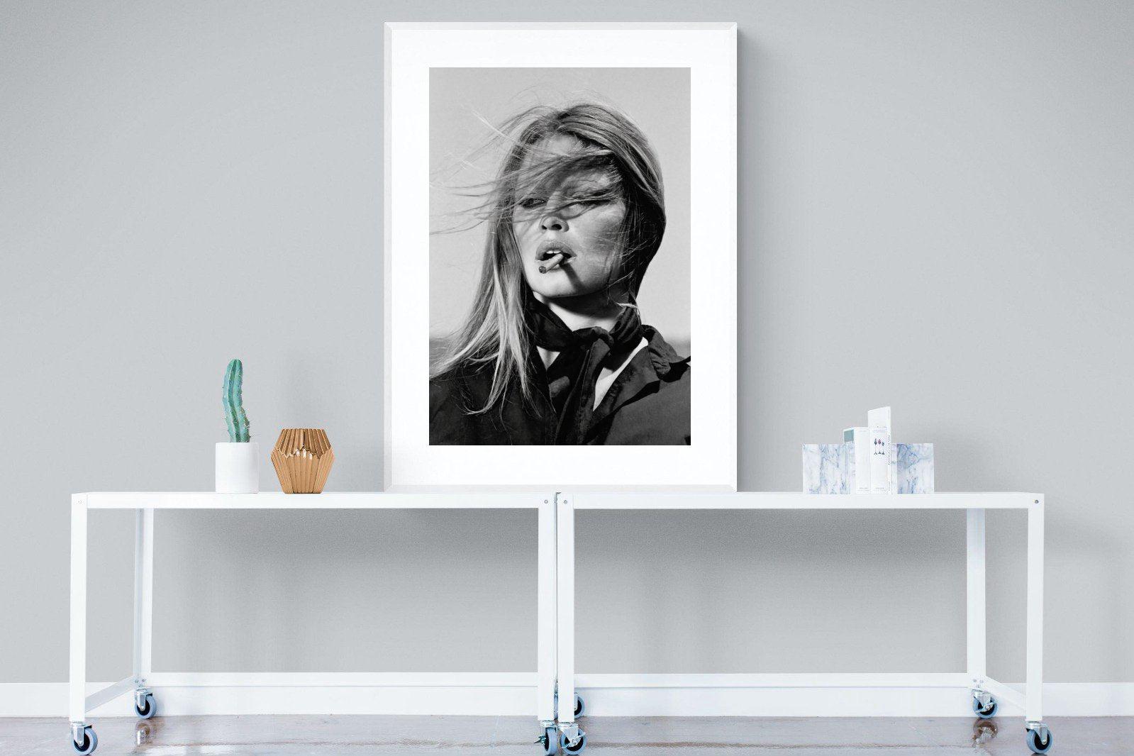 Brigitte Bardot-Wall_Art-90 x 120cm-Framed Print-White-Pixalot