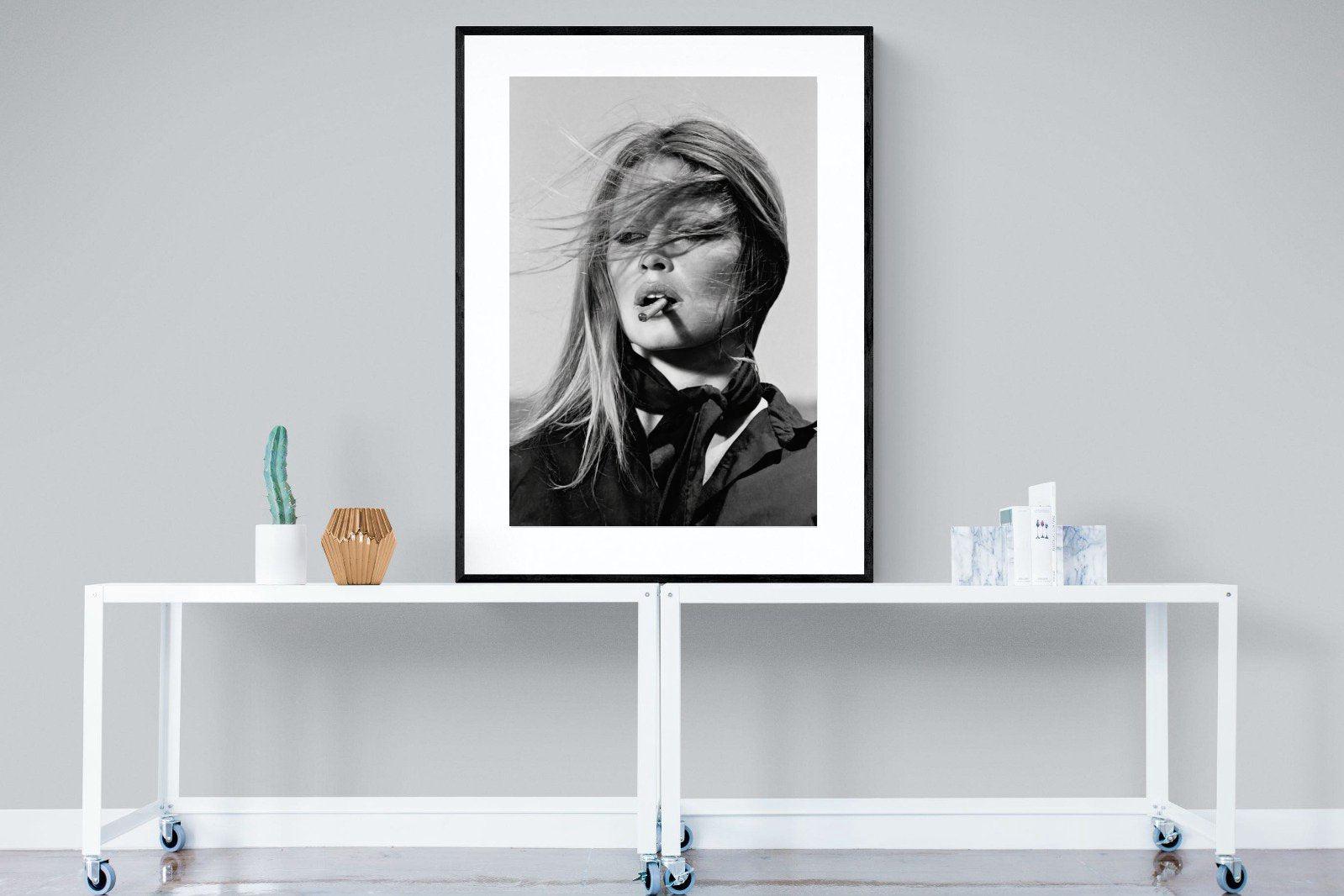 Brigitte Bardot-Wall_Art-90 x 120cm-Framed Print-Black-Pixalot