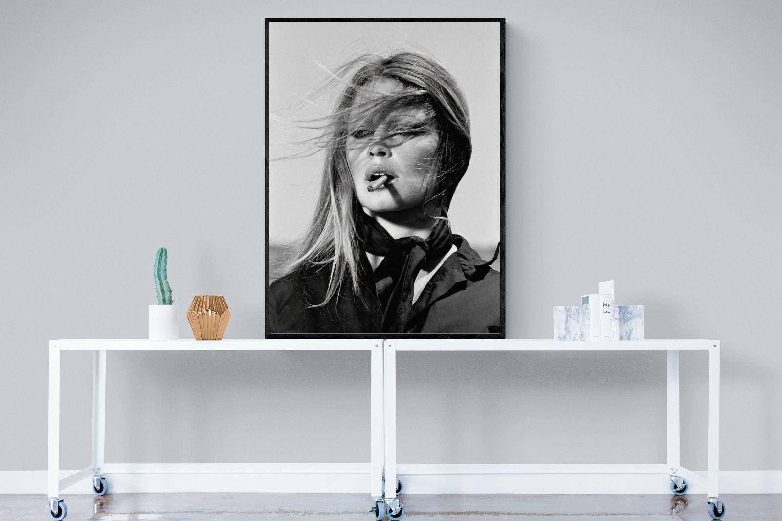 Brigitte Bardot-Wall_Art-90 x 120cm-Mounted Canvas-Black-Pixalot