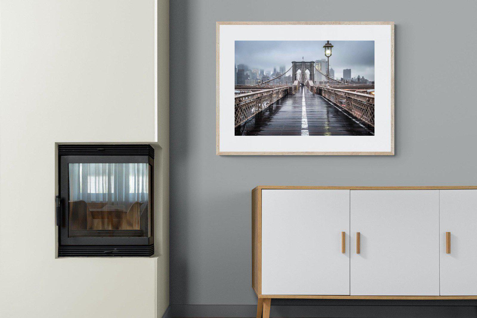Brooklyn Bridge Morning-Wall_Art-100 x 75cm-Framed Print-Wood-Pixalot