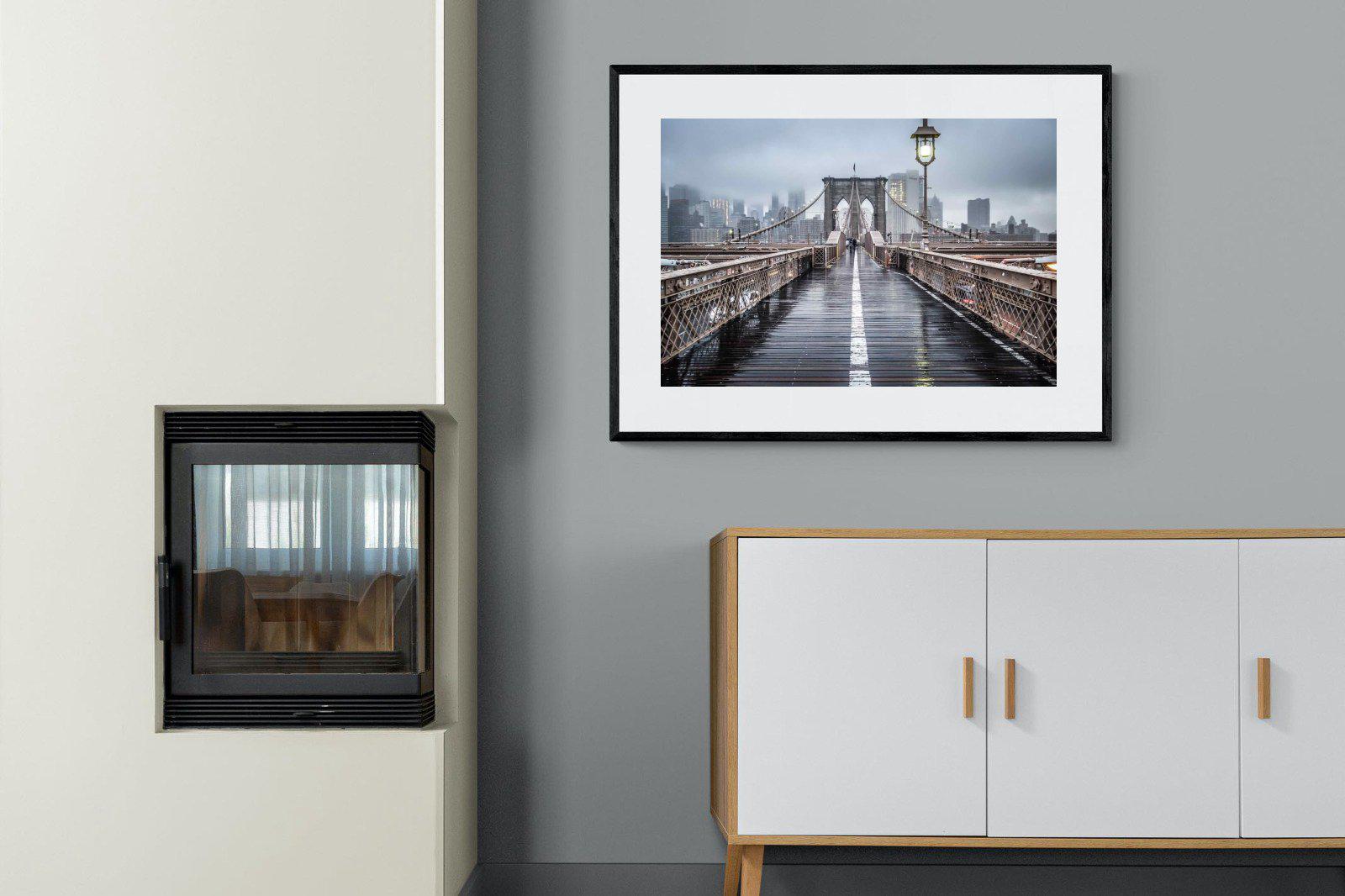 Brooklyn Bridge Morning-Wall_Art-100 x 75cm-Framed Print-Black-Pixalot