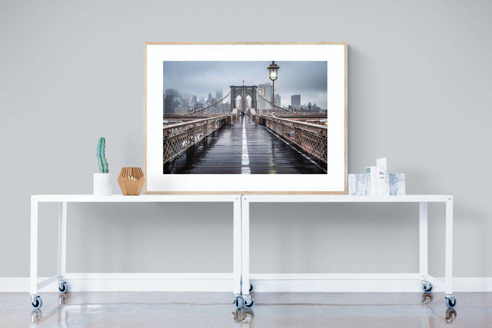 Brooklyn Bridge Morning-Wall_Art-120 x 90cm-Framed Print-Wood-Pixalot