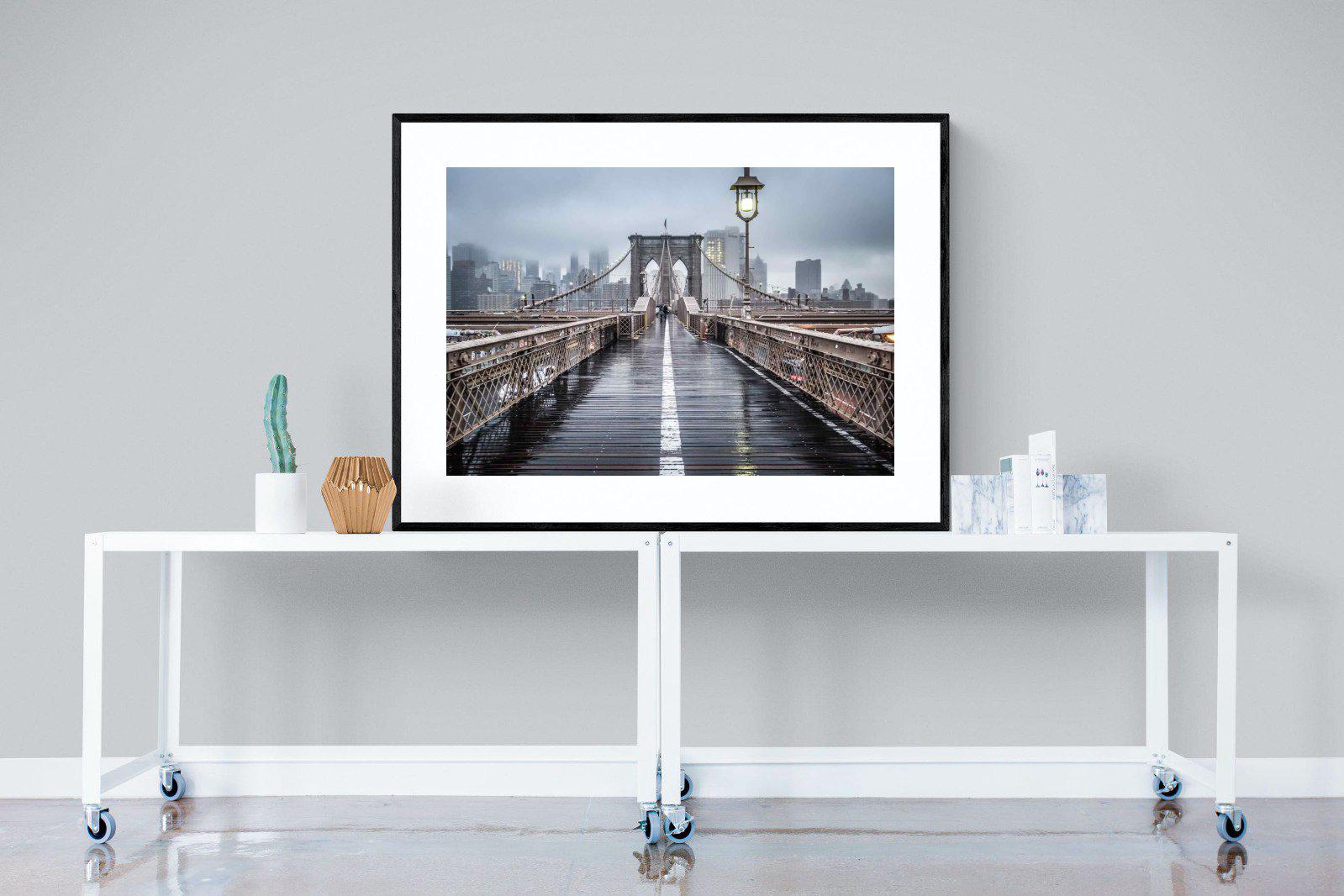 Brooklyn Bridge Morning-Wall_Art-120 x 90cm-Framed Print-Black-Pixalot