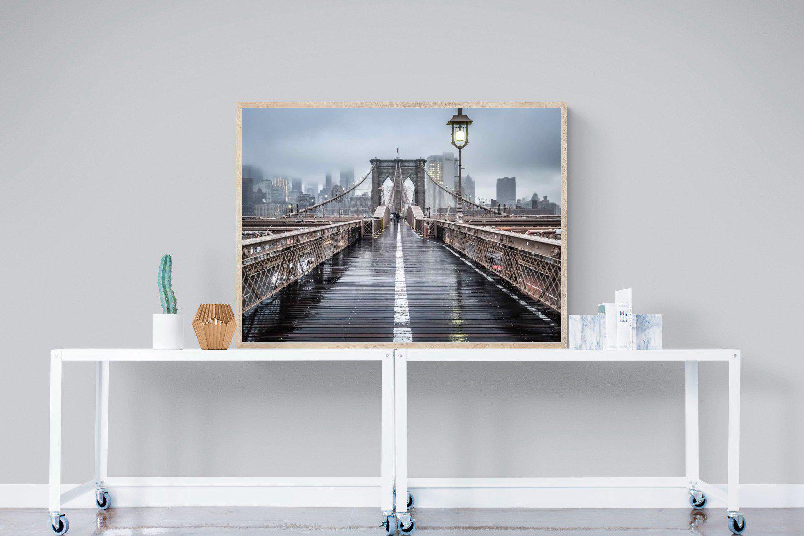 Brooklyn Bridge Morning-Wall_Art-120 x 90cm-Mounted Canvas-Wood-Pixalot