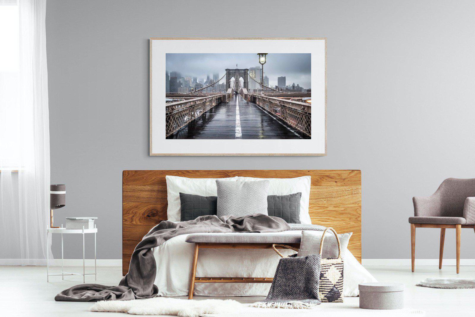 Brooklyn Bridge Morning-Wall_Art-150 x 100cm-Framed Print-Wood-Pixalot