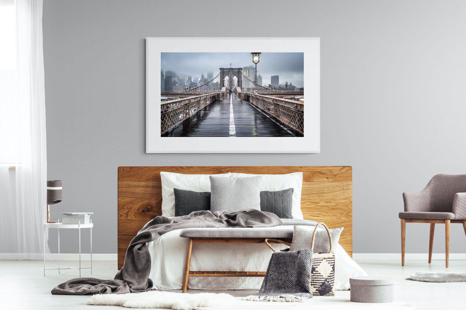 Brooklyn Bridge Morning-Wall_Art-150 x 100cm-Framed Print-White-Pixalot