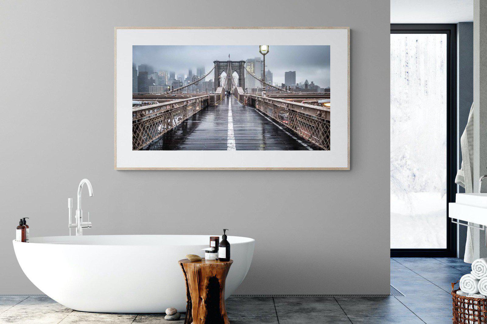 Brooklyn Bridge Morning-Wall_Art-180 x 110cm-Framed Print-Wood-Pixalot