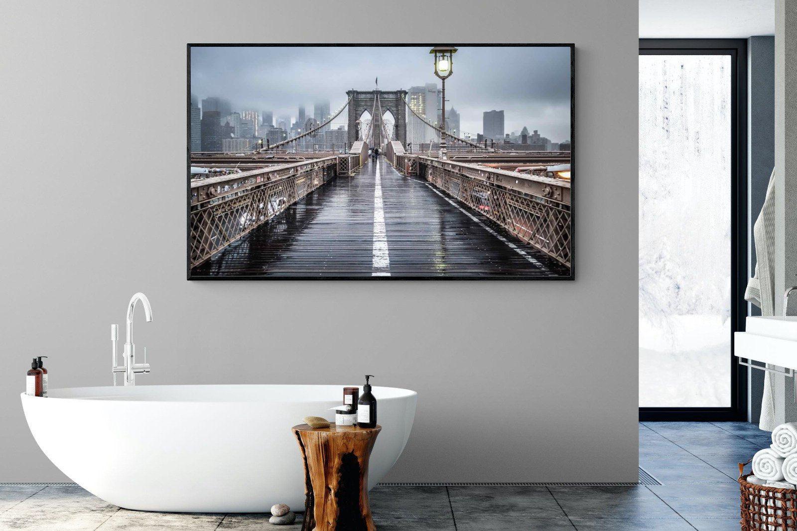 Brooklyn Bridge Morning-Wall_Art-180 x 110cm-Mounted Canvas-Black-Pixalot
