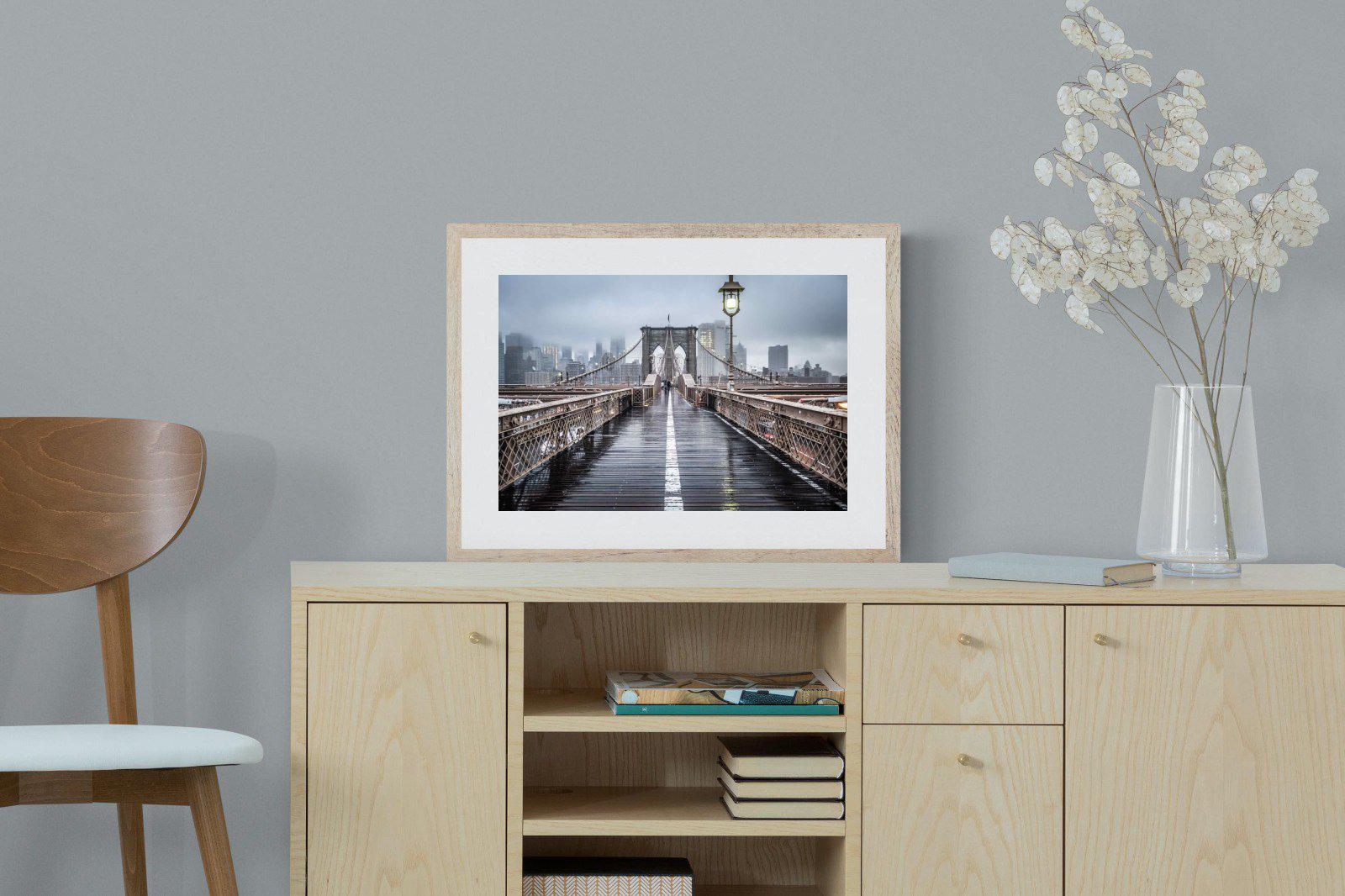 Brooklyn Bridge Morning-Wall_Art-60 x 45cm-Framed Print-Wood-Pixalot