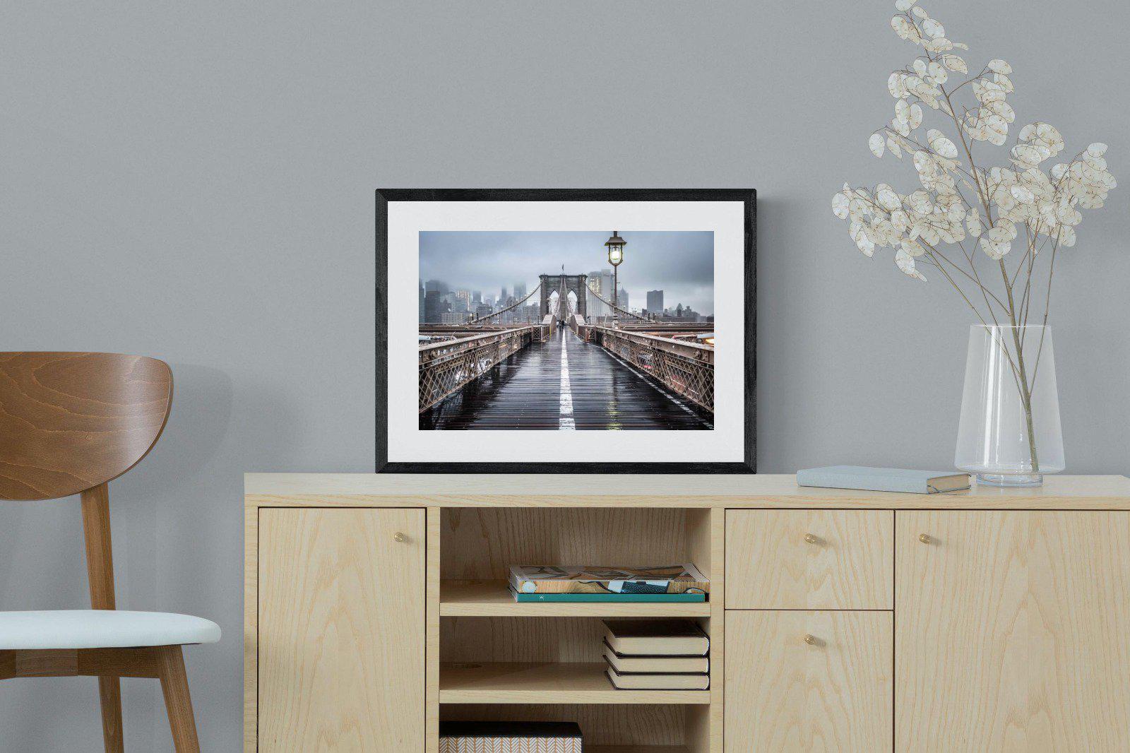 Brooklyn Bridge Morning-Wall_Art-60 x 45cm-Framed Print-Black-Pixalot