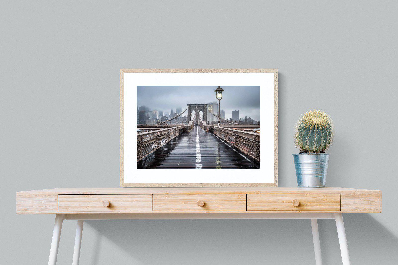 Brooklyn Bridge Morning-Wall_Art-80 x 60cm-Framed Print-Wood-Pixalot