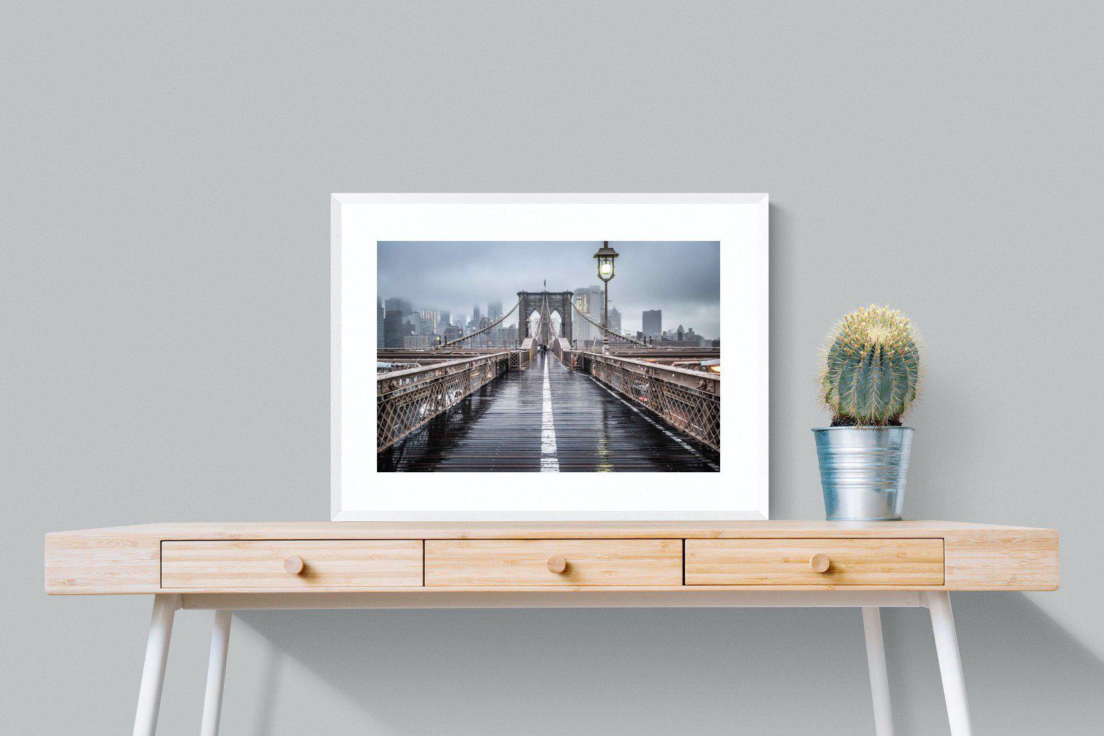 Brooklyn Bridge Morning-Wall_Art-80 x 60cm-Framed Print-White-Pixalot