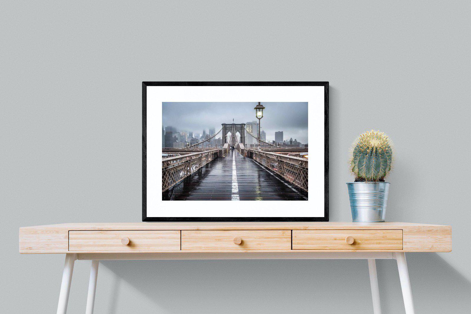 Brooklyn Bridge Morning-Wall_Art-80 x 60cm-Framed Print-Black-Pixalot