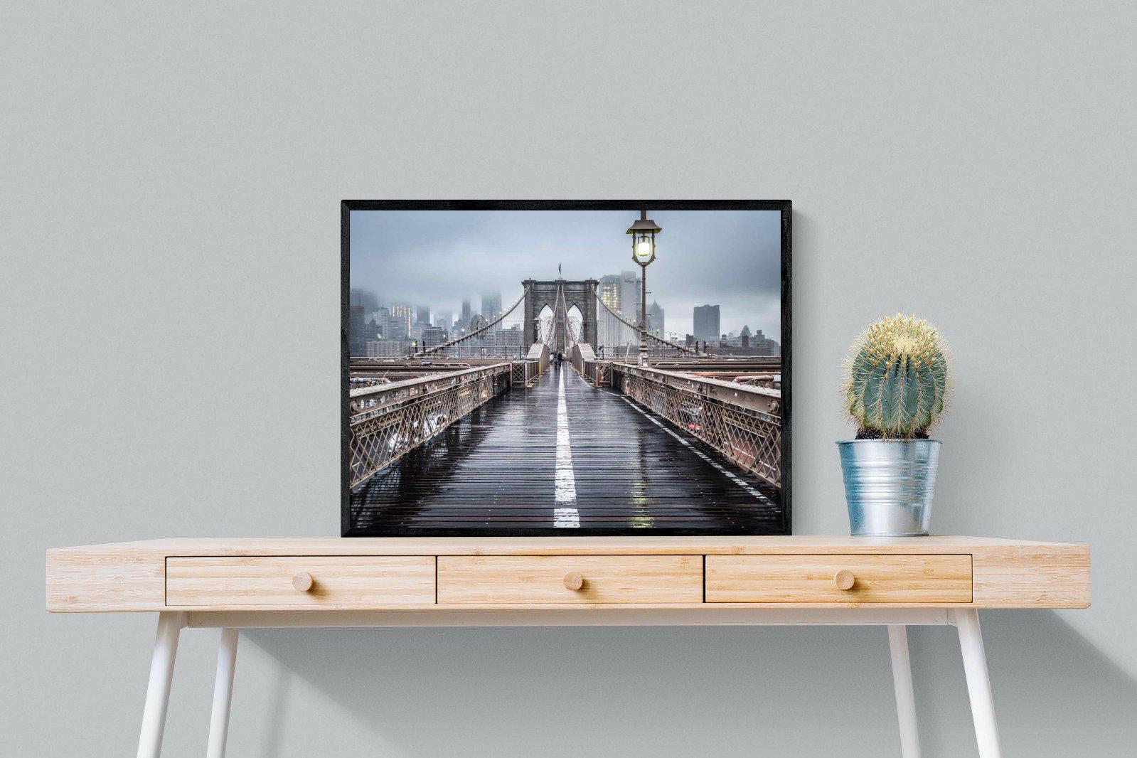 Brooklyn Bridge Morning-Wall_Art-80 x 60cm-Mounted Canvas-Black-Pixalot