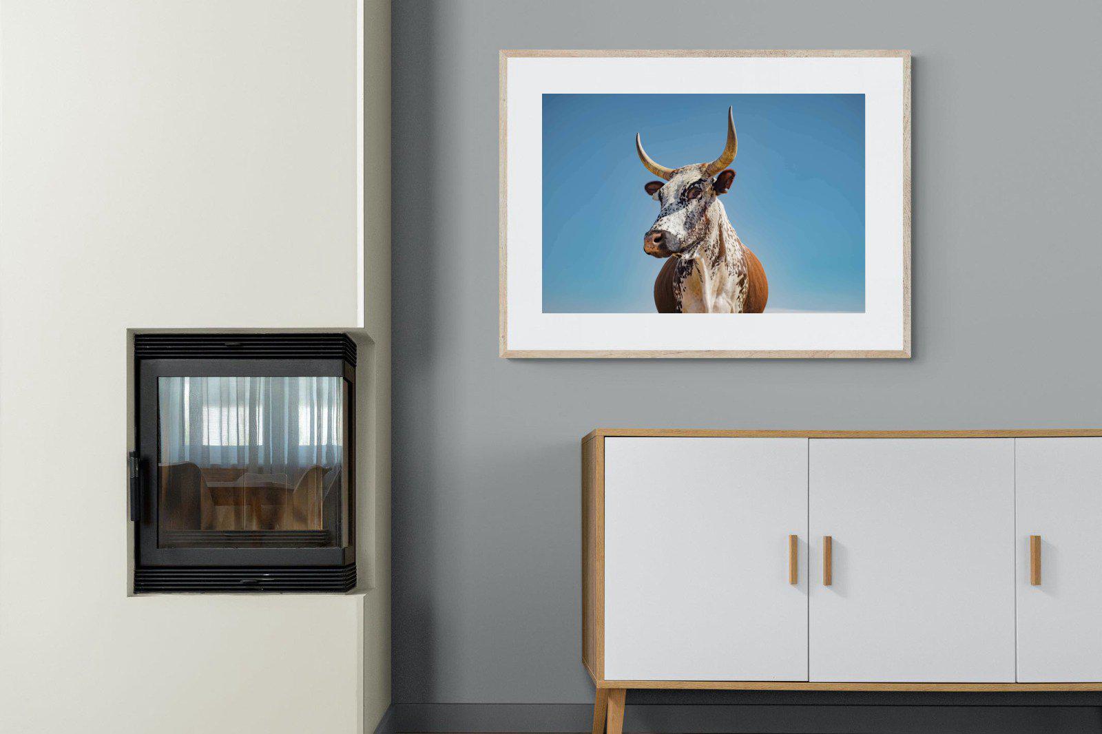 Brown Nguni-Wall_Art-100 x 75cm-Framed Print-Wood-Pixalot
