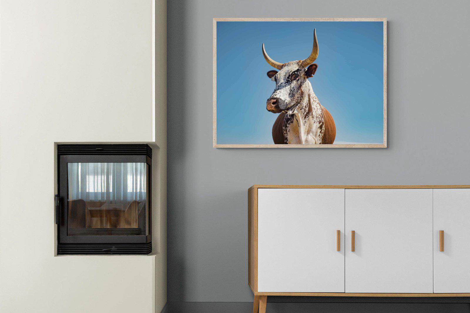 Brown Nguni-Wall_Art-100 x 75cm-Mounted Canvas-Wood-Pixalot