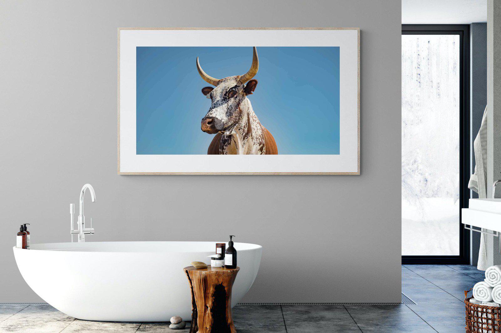 Brown Nguni-Wall_Art-180 x 110cm-Framed Print-Wood-Pixalot
