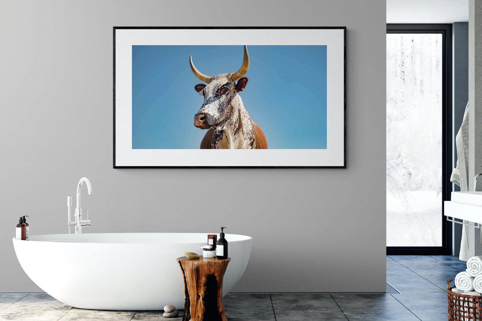 Brown Nguni-Wall_Art-180 x 110cm-Framed Print-Black-Pixalot