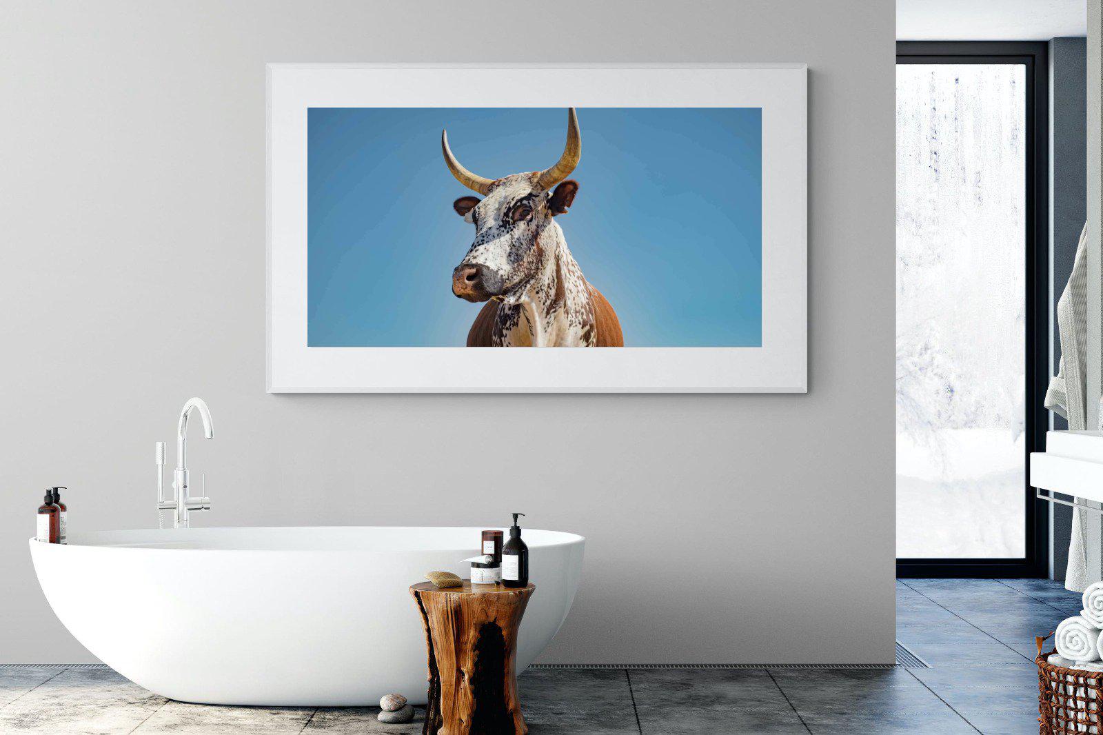 Brown Nguni-Wall_Art-180 x 110cm-Framed Print-White-Pixalot