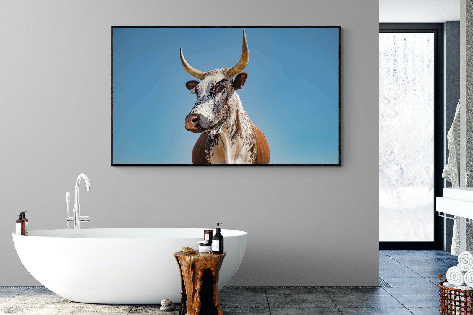 Brown Nguni-Wall_Art-180 x 110cm-Mounted Canvas-Black-Pixalot
