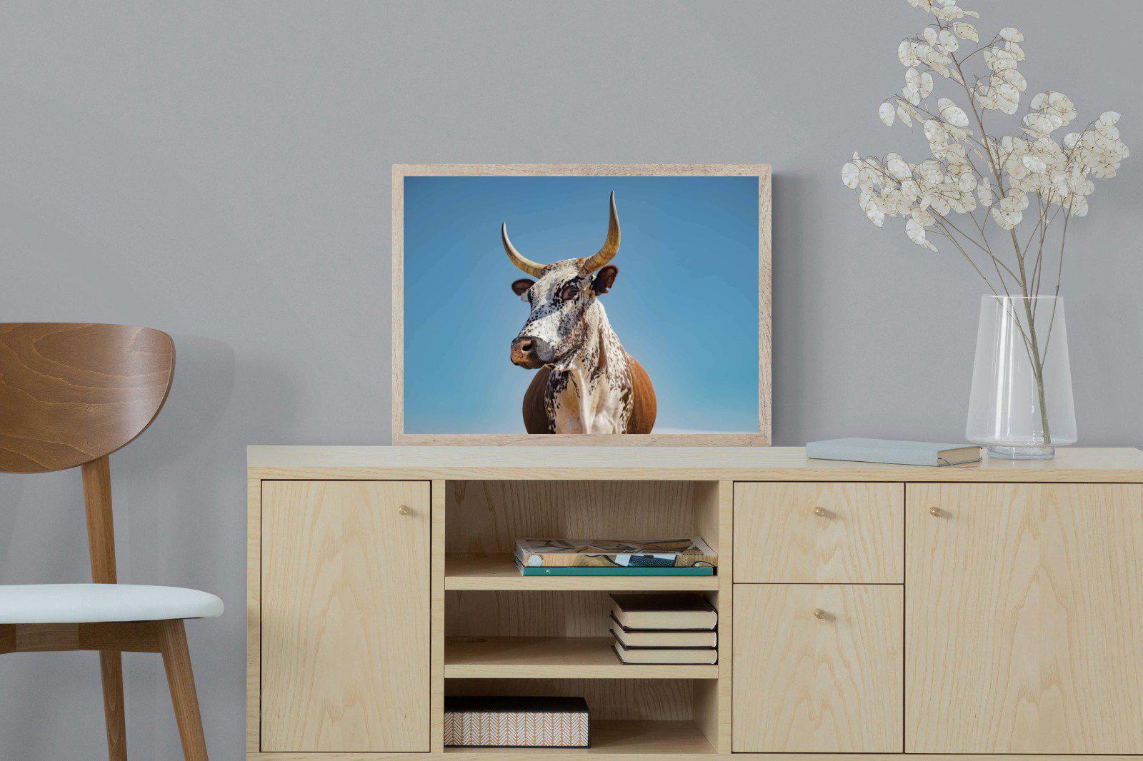 Brown Nguni-Wall_Art-60 x 45cm-Mounted Canvas-Wood-Pixalot