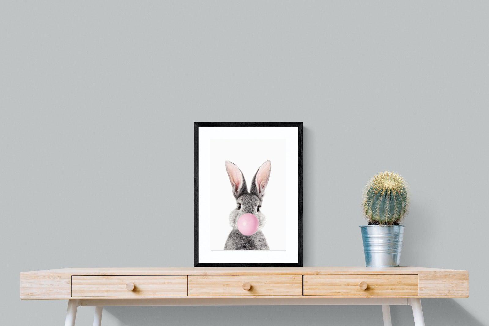 Bubblegum Bunny-Wall_Art-45 x 60cm-Framed Print-Black-Pixalot