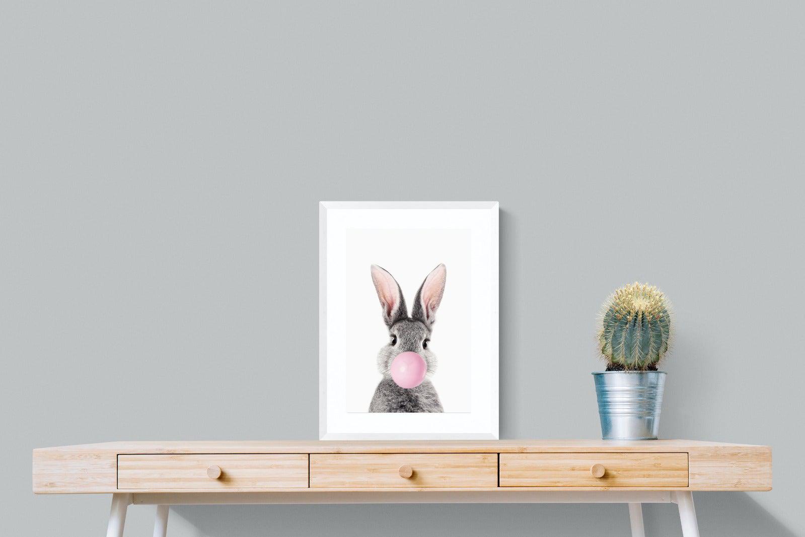 Bubblegum Bunny-Wall_Art-45 x 60cm-Framed Print-White-Pixalot