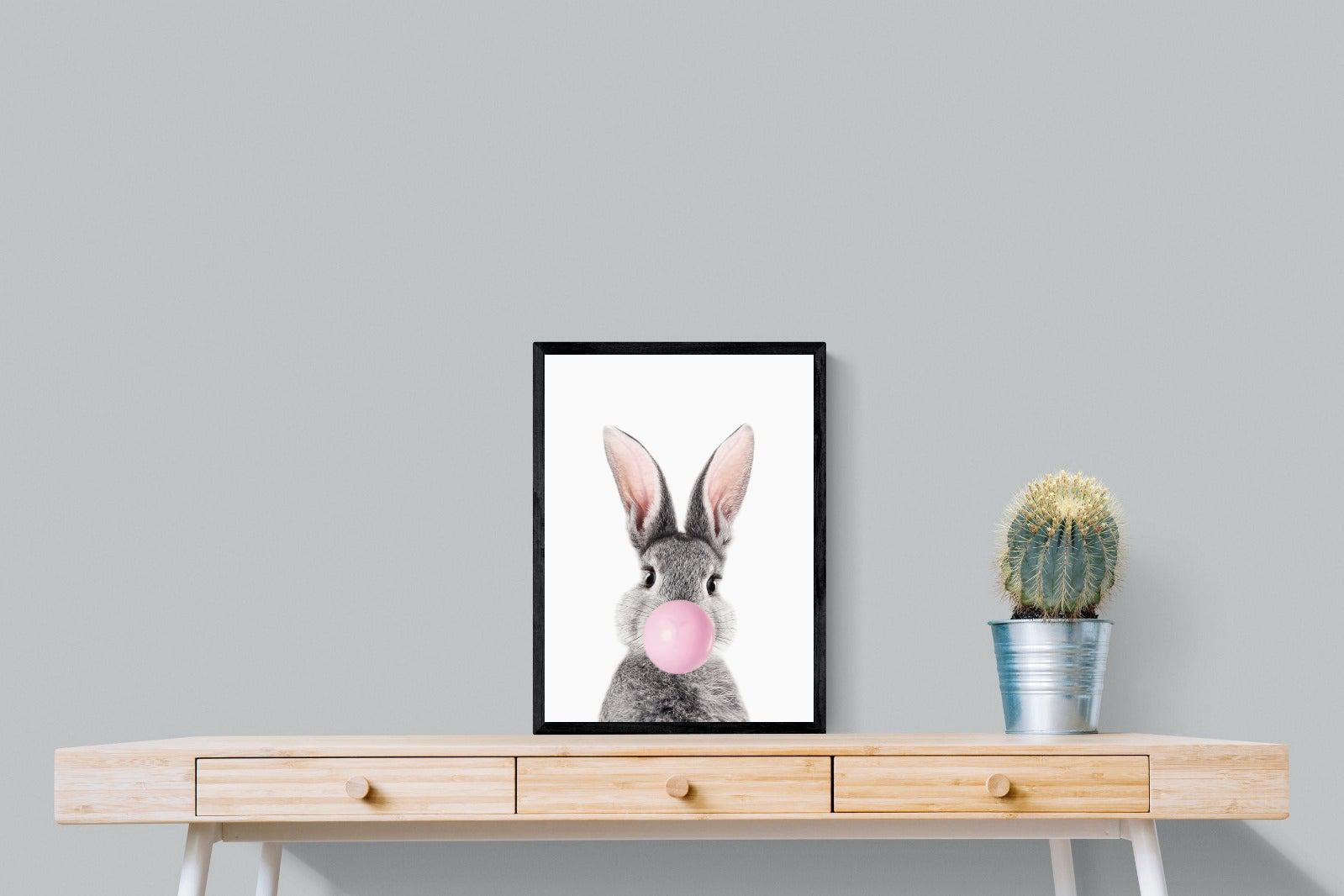 Bubblegum Bunny-Wall_Art-45 x 60cm-Mounted Canvas-Black-Pixalot