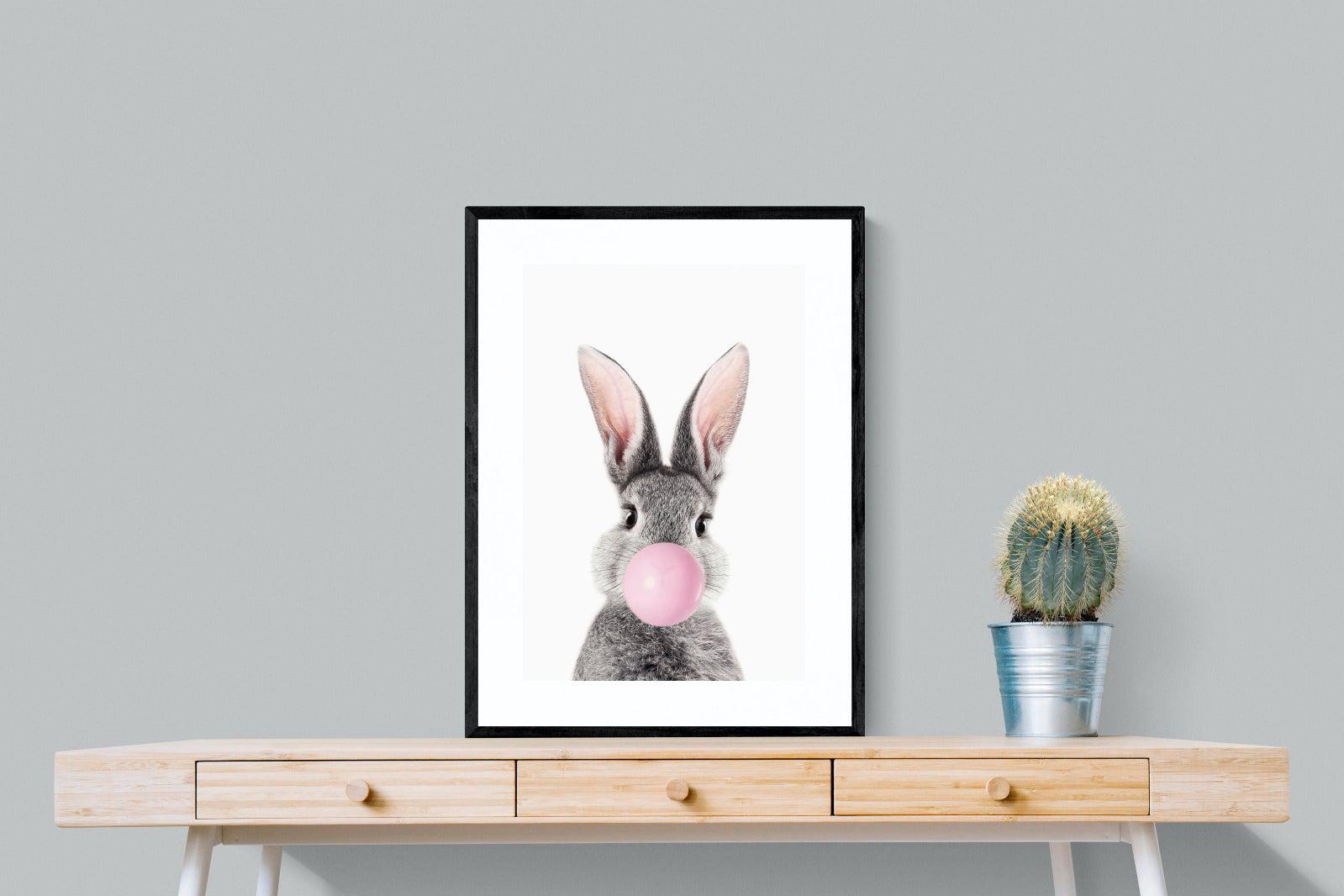 Bubblegum Bunny-Wall_Art-60 x 80cm-Framed Print-Black-Pixalot