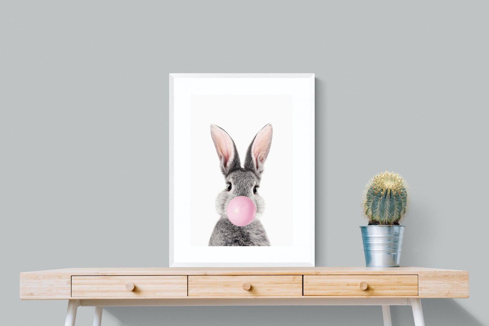 Bubblegum Bunny-Wall_Art-60 x 80cm-Framed Print-White-Pixalot