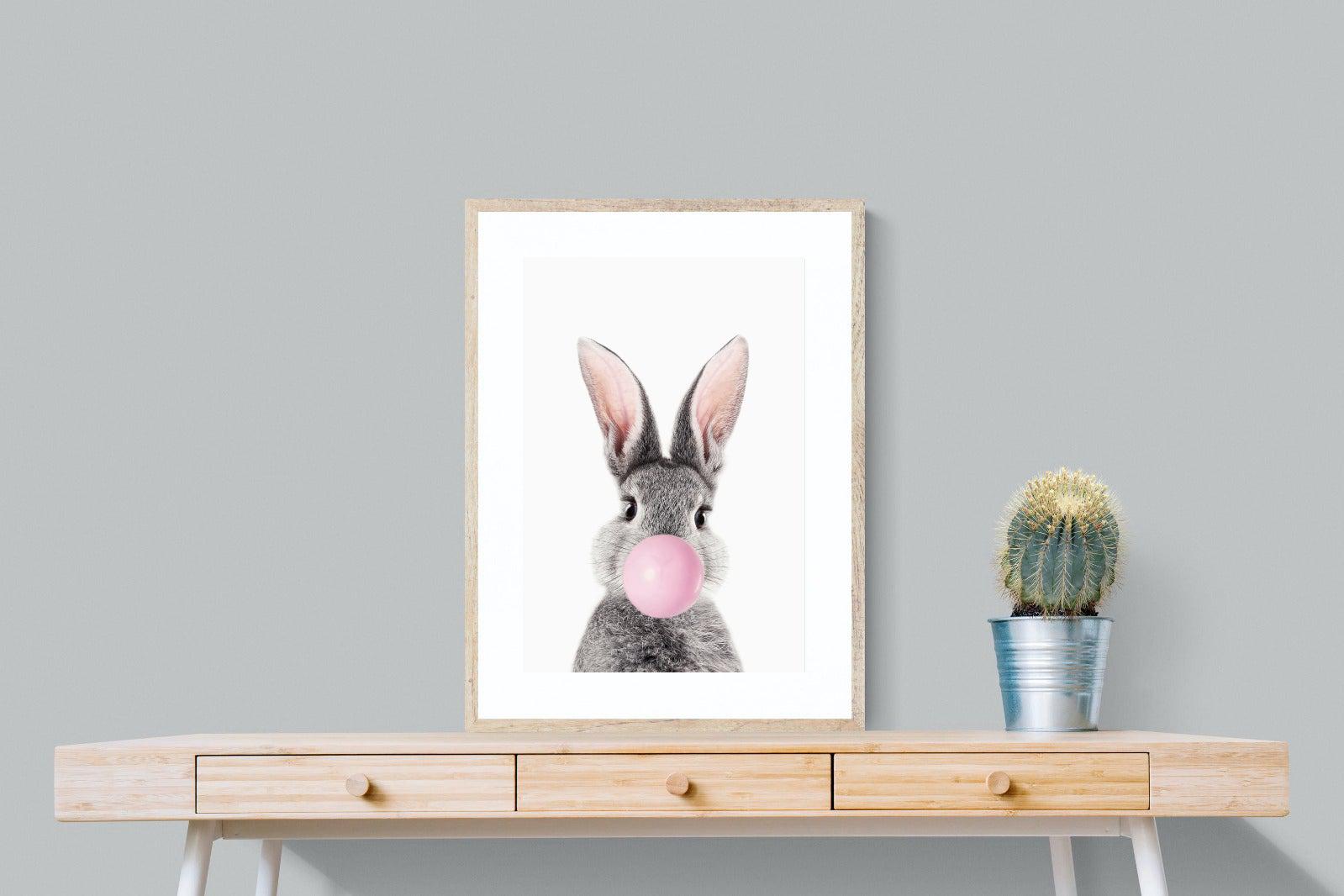 Bubblegum Bunny-Wall_Art-60 x 80cm-Framed Print-Wood-Pixalot
